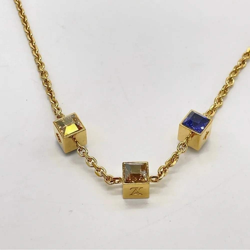 Louis Vuitton Collier Gamble Gold Purple Necklace